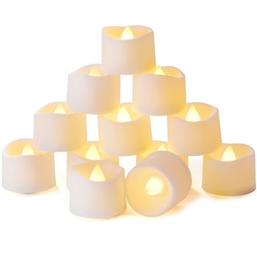 Homemory Battery-Operated Timer Tea Lights - 6-Hour Auto On, Flameless Homemory Timer Tea Lights Candles Battery Operated, 6H Timer Built-in, Auto On Daily, Flameless LED Tealight Votives for Table Centerpieces, Lantern, Holiday Decor, Warm Lamp, No Remote, 12-Pack