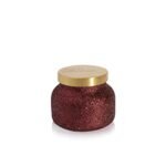 Capri Blue Tinsel & Spice Holiday Candle - Petite Glam Jar Candle - Juniper Berry, Cinnamon & Vanilla Scented Candles - Soy Wax Blend - Christmas Decor - Red Candles with Maroon Glitter Design (8 oz)