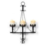 Black Wall Candle Sconces,3 Iron Candelabra,Gothic Victorian Decor,Rustic Wall Candle Holder for Bathroom,Living Room,Dining Room