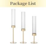 Hewory Gold Hurricane Candle Holders: Set of 3 Brass Tall Taper Holders for Weddings, Parties, and Christmas Décor. - Image 6