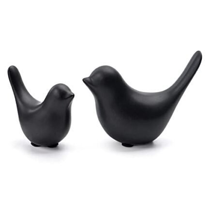 Notakia Small Birds Statues Home Decor Modern Style Decorative Ornaments for Living Room, Bedroom, Office Desktop, Cabinets (Black 2Pcs Birds)