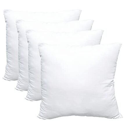 Obruosci Luxury Pillow Inserts, Pack of 4, 18 x 18 inches Hypoallergenic Ultra Soft White Polyester Microfiber Durable Couch Cushion Fillers
