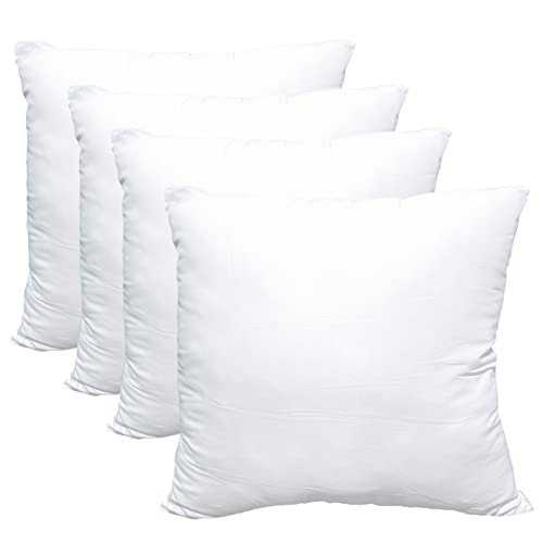 Obruosci Luxury Pillow Inserts, Set of 4, 18x18 inches Hypoallergenic, Obruosci Luxury Pillow Inserts, Pack of 4, 18 x 18 inches Hypoallergenic Ultra Soft White Polyester Microfiber Durable Couch Cushion Fillers