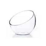 WGVI Clear Slant Cut Bowl Glass Vase, Glass Terrarium, Candy Dish, Glassware, Slant Open: 7". Height: 6" x 2.7". Base: 4" (1 Piece)