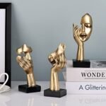 OliRuim 3-Piece Black & Gold Thinker Statue Set – Abstract Art Figurines for Home Decor, 6” - Image 8