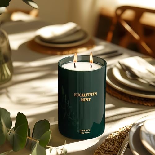 41Yuu0UchL._SL500_.jpg Goodpick Eucalyptus Mint Soy Candles for Home - 22oz, 120 Hours of Stress-Relieving Scent - Image 9