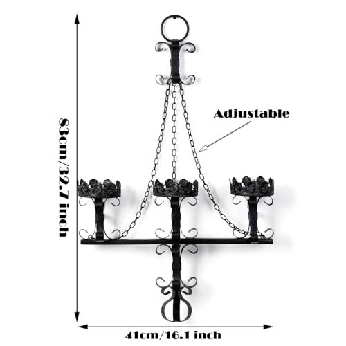 41-CiRyT5aL._SL500_.jpg Black Wall Candle Sconces - 3 Iron Candelabras for Gothic Victorian Decor in any Room - Image 2