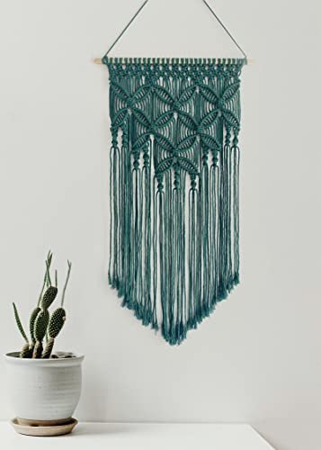 41-RybctQ4L._SL500_.jpg Winterdemoon Handmade Cotton Macrame Wall Hanging in Deep Green for Chic Home Decor. - Image 5