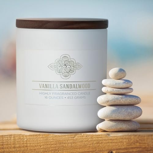 410CulAQXcL._SL500_.jpg Carolina Vanilla Sandalwood Candle, 16 oz Aromatherapy, 2 Wick Soy Blend, 60H Burn, USA-Made - Image 4