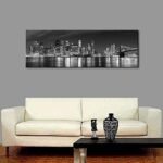 Wieco Art Manhattan Night View Black and White Giclée Canvas Print - Modern Framed Cityscape Wall Art for Bedroom Decor. - Image 4