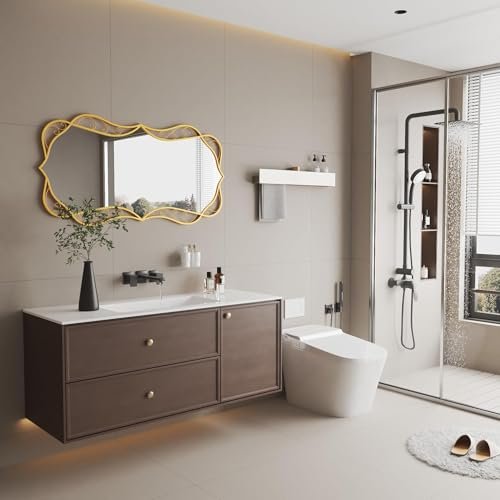 410jIme8beL._SL500_.jpg Besdomus Gold Wall Mirror: 24"x48" Antique, Versatile Hanging for Living Room, Entryway, or Hallway. - Image 5