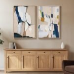 Large Framed Neutral Abstract Art Set of 2 | Colorful Modern Canvas Prints for Living Room & Office (24x36 in) - Image 4