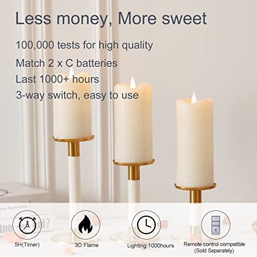 411I-c6JAQL._SL500_.jpg TECHLONG 3D Moving Flame Flameless Candles: Ivory LED Pillar, 1000+ Hours, Timer, Perfect for Weddings & Christmas, 3"x5" - Image 7