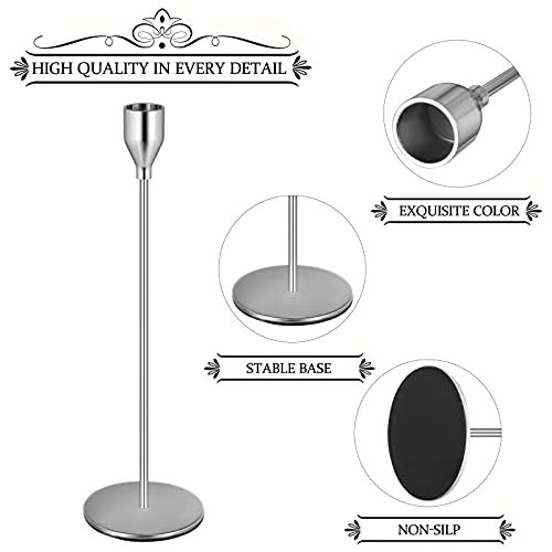 411Wa1MY2dS._SL500_.jpg Denique Candlestick Holders Set - 6 Silver Taper Holders for Vintage Modern Table Centerpieces, Home & Wedding Decor. - Image 6
