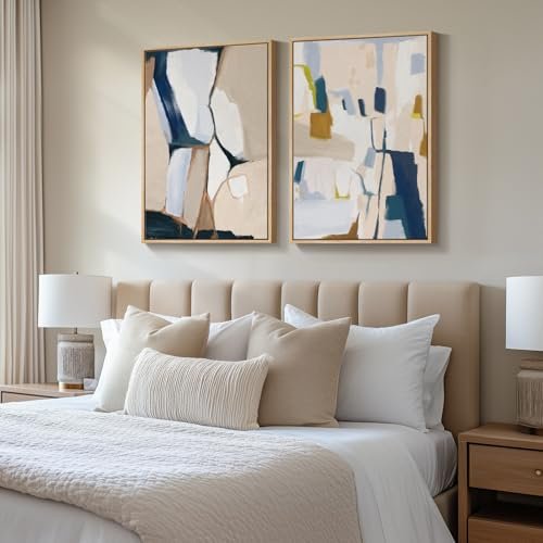 411ctxj1BSL._SL500_.jpg Large Framed Neutral Abstract Art Set of 2 | Colorful Modern Canvas Prints for Living Room & Office (24x36 in) - Image 8