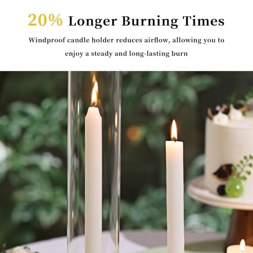 412NGXWfPPL._SL500_.jpg Volens Hurricane Glass Candle Holders - Set of 6, 14" Tall with Windproof Covers for Taper Candles. Perfect for Weddings & Home Decor. - Image 4
