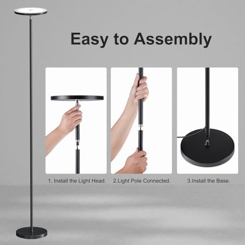 412bh2SmA0L._SL500_.jpg SUNMORY 32W LED Floor Lamp: 3000LM Remote-Controlled, 69" Tall, Dimmable Modern Torchiere for Living Room, Bedroom, Office. - Image 7