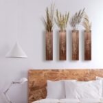 4-Pack Wooden Indoor Wall Planters, Modern Boho Decor for Living Room & Bedroom, Farmhouse Pocket Vases for Dried Flowers & Faux Plants - Brown - Image 4