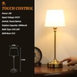 Rechargeable Gold Cordless Table Lamp - 4000mAh, 3000K Touch Control, Ideal for Bedroom & Dining Use! - Image 6