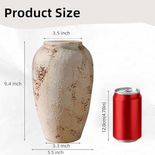 4156hucF2cL._SL500_.jpg Prettidecor 9.5" Rustic Ceramic Vase for Home Decor, Living Room, Shelf, Mantel, and Office Flowers. - Image 5
