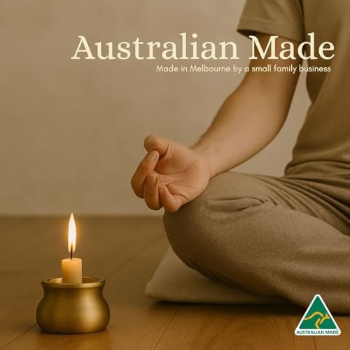 415T9tF18qL._SL500_.jpg Australian Made 50-Minute Pure Beeswax Candles Set of 20 with Brass Holder - Non-Toxic Stress Relief Gifts for Women. - Image 3