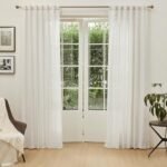 MYSKY HOME Linen Curtains for Living Room: Natural Semi-Sheer Drapes, 84" Length, 2 Panels, Farmhouse Boho Style, Back Tab for Sliding Glass Door, 50" Wide. - Image 2