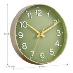 Roymnie 8-Inch Green Silent Wall Clock – Modern Battery-Operated Non-Ticking Decor for Kitchen, Office, Bathroom, Bedroom (Gold) - Image 8