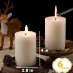 Set of 6 Unscented Ivory Pillar Candles - 2.8x4 inches, Dripless & Smokeless, 50-Hour Burn for Home, Christmas & Dinner Decor. - Image 5