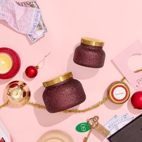 415r64mry3L._SL500_.jpg Capri Blue Tinsel & Spice Petite Glam Jar Candle - Juniper, Cinnamon, Vanilla, 8 oz Red Glitter Candle for Christmas Decor. - Image 4