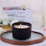 6-Pack CONNOO 24oz Matte Black Glass Candle Jars with Airtight Bamboo Lids & Wick Kit - Image 7