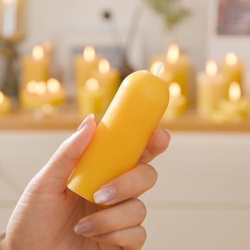 416bIAzrSL._SL500_.jpg 4-Pack Small Beeswax Pillar Candles - 10-Hour Burn Time, Ideal for Home, Travel & Power Outages, Classic Style (3.5"x1.3") - Image 4