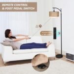 Arc Floor Lamp for Living Room: 3 Color Temperatures, Remote-Controlled, Dimmable Bulb, Boho Style with Rattan Shades - Image 6