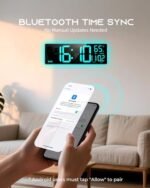 EASYERA 16.5" Digital Wall Clock: Bluetooth Sync, RGB Lights, Remote Control, Dual Alarms, Auto DST, Temp Display - Perfect for Classroom & Gaming. - Image 3