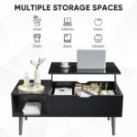 SweetCrispy Lift Top Coffee Tables: Stylish Black Wooden Dining Tables with Hidden Storage for Living Rooms. - Image 7