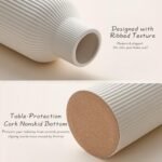 Mfacoy White Ceramic Flower Vase: Modern Minimalist Decor for Home & Office (8 in) - Image 3