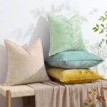 Set of 2 decorUhome 18x18 Euro Chenille Pillow Covers - Elegant Beige Soft Decorative Cushions for Living Room. - Image 4