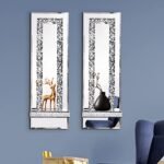 Aeveco Crystal Crush Diamond Wall Candle Sconces - Set of 2 Silver Holders for Living & Dining Rooms (Rectangle Stripe Style 4) - Image 6