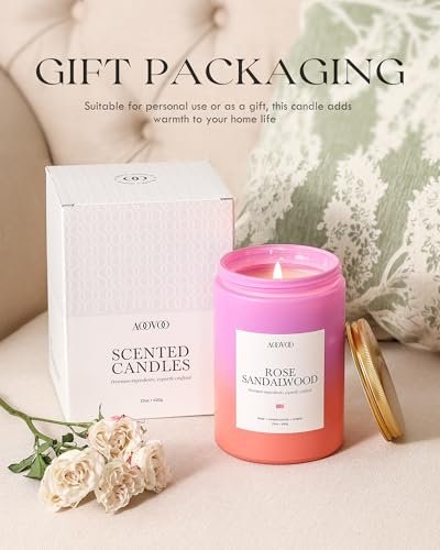 419H0SiVqSL._SL500_.jpg AOOVOO Rose Sandalwood Candle - 22 oz Soy Candle, 120 Hours Burn, Relaxing Gift for Women. - Image 5