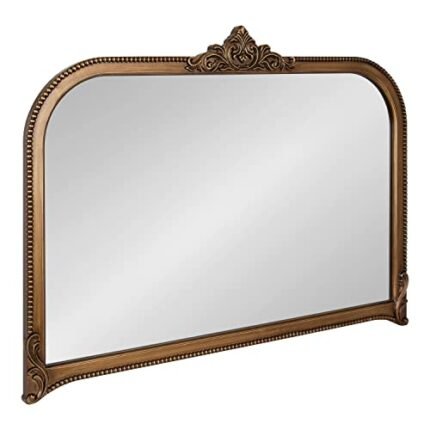 Kate and Laurel Hubanks Vintage Decorative Wide Arched Mirror; 40 x 30; Gold; Large Antique Statement Arch Mirror for Dresser or Mantel Home Decor Options