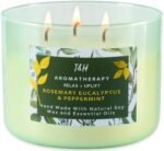 Rosemary Eucalyptus Peppermint Candle | Highly Scented Large 3 Wick Soy Candle 15.8 oz | Uplifting Eucalyptus Mint Scented Candles for Home | Aromatherapy Stress Relief Spa Candles for Men & Women