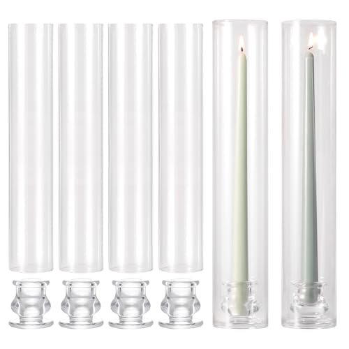 419aXwAQD3L._SL500_.jpg Volens Hurricane Glass Candle Holders - Set of 6, 14" Tall with Windproof Covers for Taper Candles. Perfect for Weddings & Home Decor. - Image 8