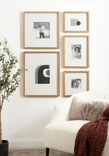 419y8Ku0OJL._SL500_.jpg Kate and Laurel Contemporary Rectangle Photo Frame Set of 5 in Rustic Brown for Stylish Gallery Walls - Image 3