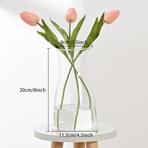 41B05Ua7QFL._SL500_.jpg 8-Inch Clear Glass Flower Vases for Centerpiece Decor | Modern Boho Style for Weddings & Gifts - Image 3