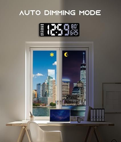 41B8XpuxjvL._SL500_.jpg EASYERA 16.5" Digital Wall Clock: Bluetooth Sync, RGB Lights, Remote Control, Dual Alarms, Auto DST, Temp Display - Perfect for Classroom & Gaming. - Image 7