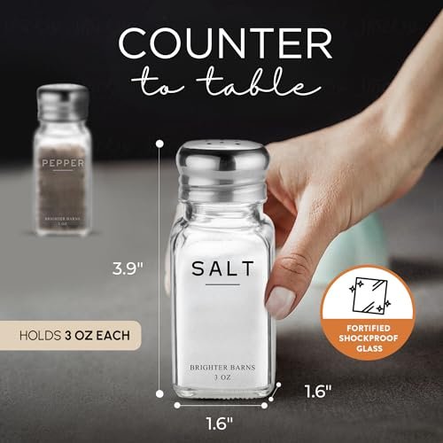 41BZf-MqUtL._SL500_.jpg Brighter Barns Glass Salt and Pepper Shakers Set - Rustic Modern Kitchen Decor for Dining Tables. - Image 3