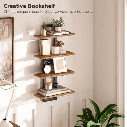 41BkEXS44XL._SL500_.jpg HOOBRO 15-Inch Wall Shelf Set of 2 - Rustic Brown & Black, 2-Tier Storage Shelves for All Rooms - Image 7