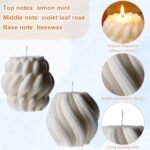 Threlaco 2-Pack Large Handmade Knot Ball & Swirl Pillar Candles - Scented Soy Wax for Home Decor & Gift - Image 3
