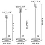 Denique Candlestick Holders Set - 6 Silver Taper Holders for Vintage Modern Table Centerpieces, Home & Wedding Decor. - Image 2