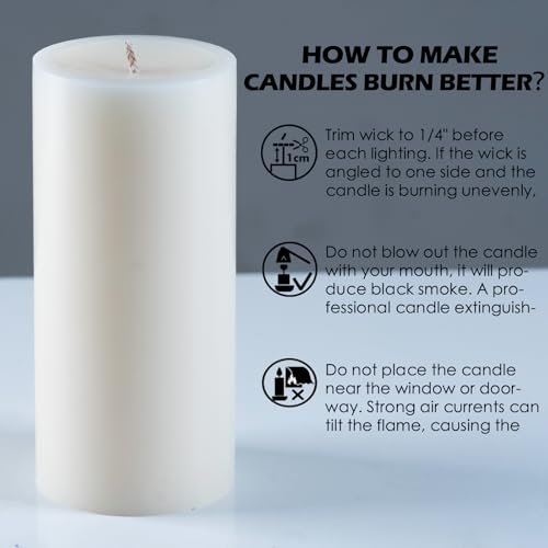 41CH4gpF32L._SL500_.jpg Set of 6 Unscented Ivory Pillar Candles - 2.8x4 inches, Dripless & Smokeless, 50-Hour Burn for Home, Christmas & Dinner Decor. - Image 6