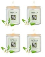 GITRANG 4 Pack Vanilla Candle Set, 30 oz 200 Hour Home Aromatherapy Jar Candles, Long Lasting Aromatherapy Candles for Bedrooms Yoga Rooms Lounges Gardens Patios Balconies and Camping